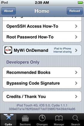 Cydia - iOS 5 on iPod touch 4G