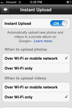 Instant Upload on iOS