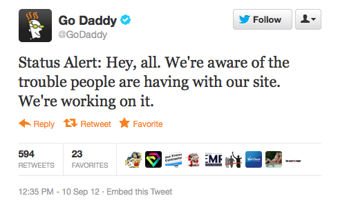 GoDaddy Tweet Outage