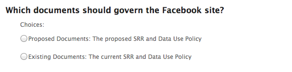 Facebook voting screen