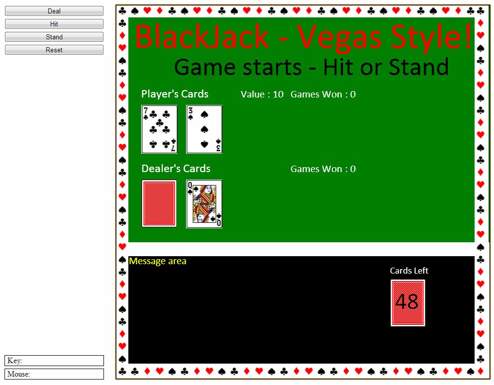 Screenshot of Coursera Blackjack Screenshot of Coursera Blackjack