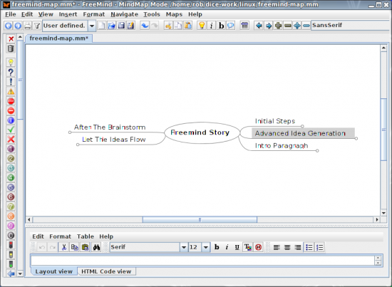 Freemind Main Screen