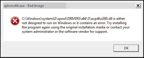 Print Error splwow64_BadImage