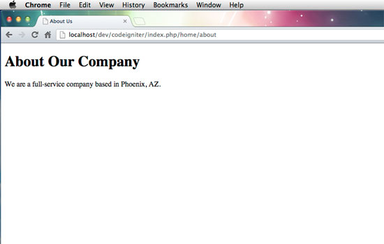CodeIgniter About Page