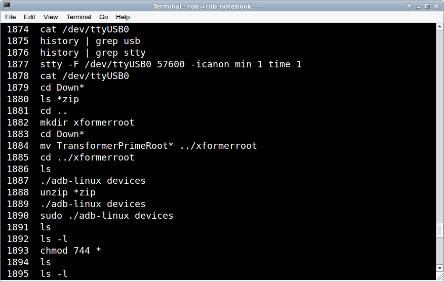 The history command line tool