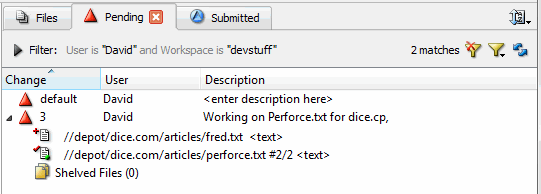 Perforce Pending Tab