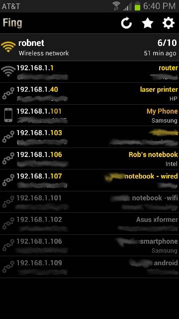 Fing's Main Screen