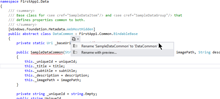 Code change menu