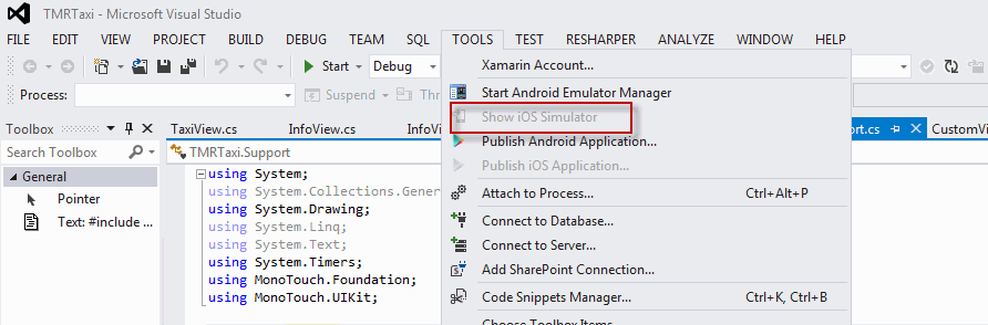 Visual studio iOS simulator