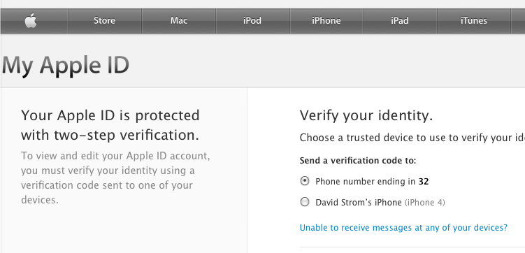 Apple ID two-step verification
