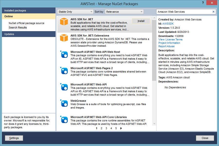NuGet Window