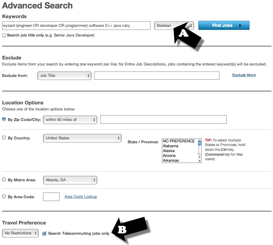 Dice Advanced Search