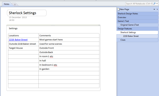 Game Design in OneNote