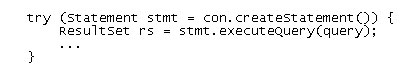 Try-with-resources sample code