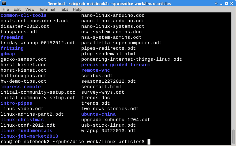 Output of ls Command