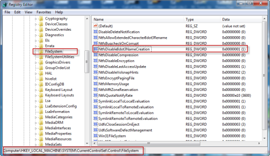 Disable Windows 8.3 Naming