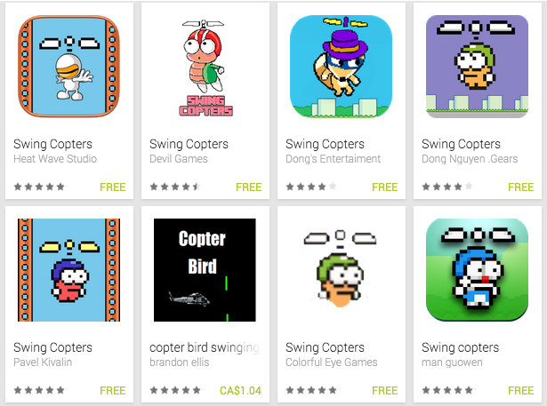 Swing Copters já conta com 35 clones na App Store e Play Store 