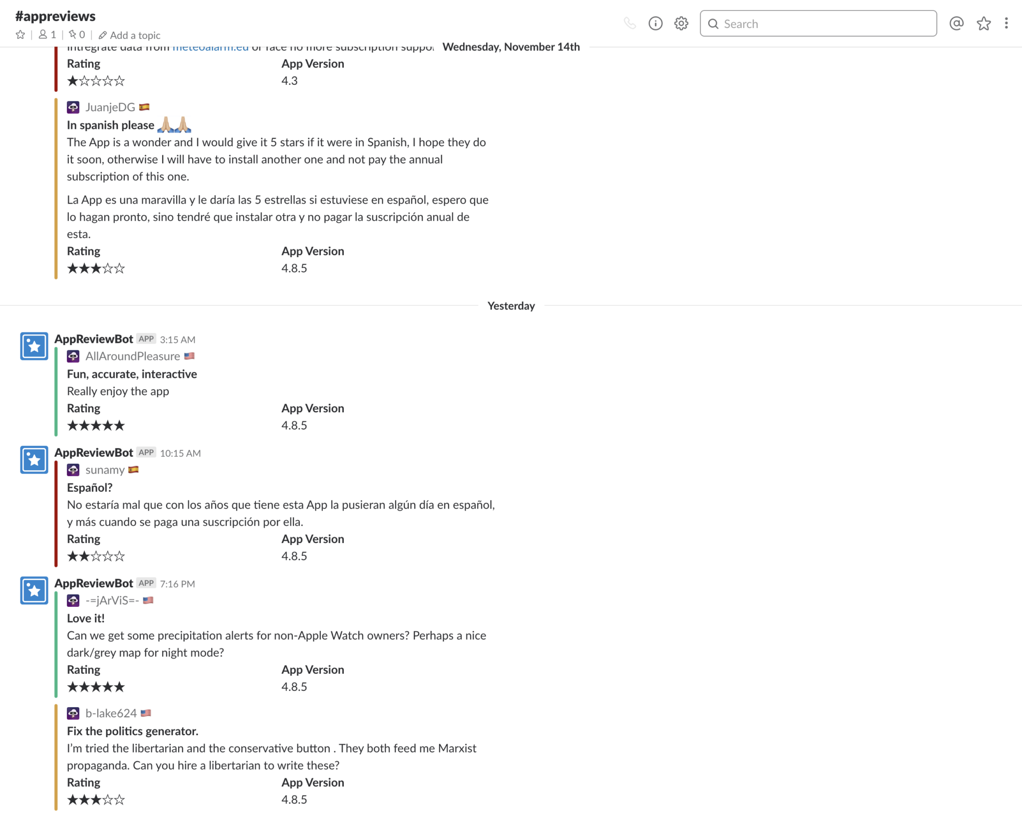 Slack AppReviewBot Dice