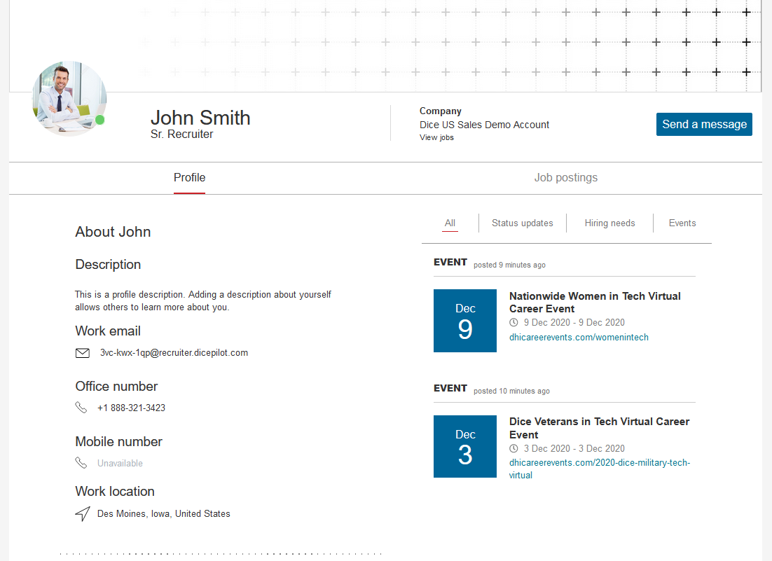 Recruiter profile.