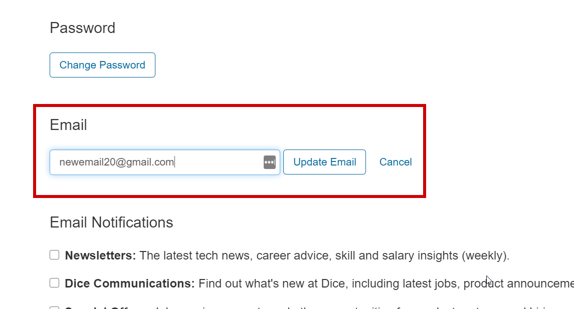 Update your email address.