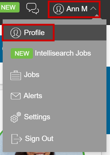 Select profile option on your user menu.