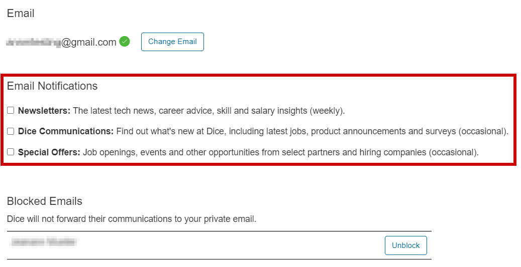 Change job alert preferences.