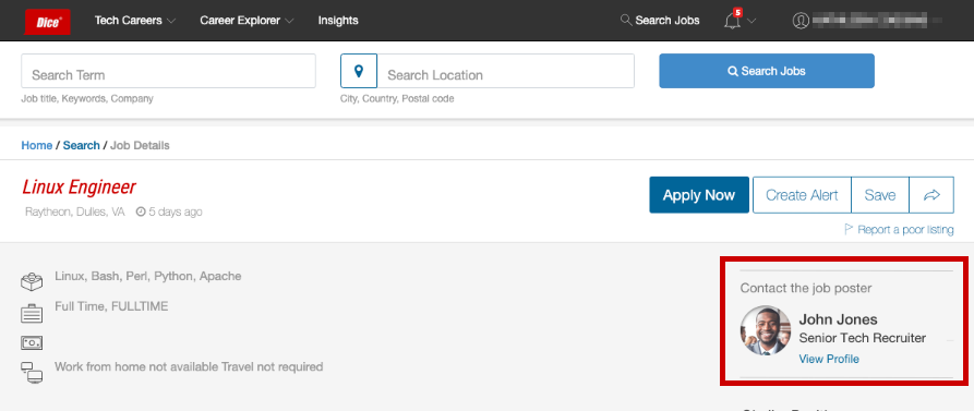 Recruiter link example.