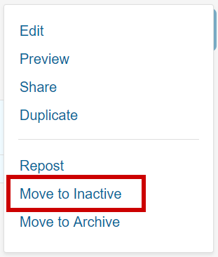 Inactivate job posting menu.
