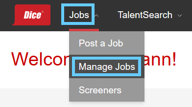 Manage jobs menu.