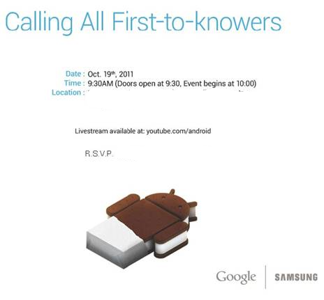 Main image of article Google, Samsung Confirm Oct. 19 for Ice Cream Sandwich Event