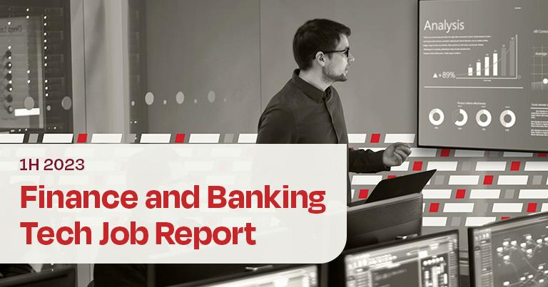 Dice finance and banking tech job report cover - finance professional working