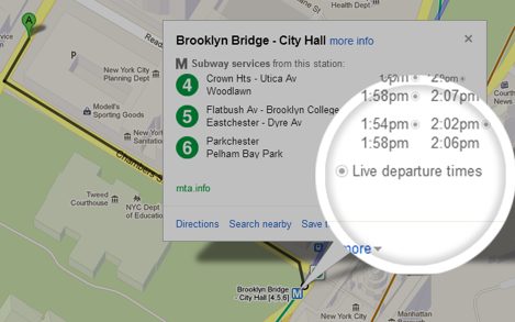 Google Maps Delivering Live Public-Transit Info