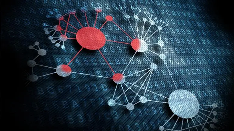 digital network graphic on binary code