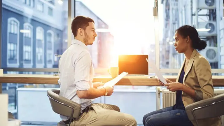 office meeting with sunlight