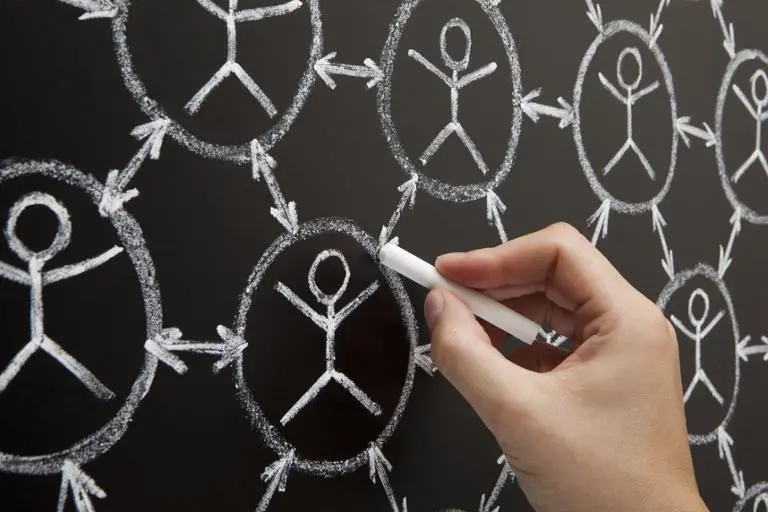 chalkboard drawings of connected figures