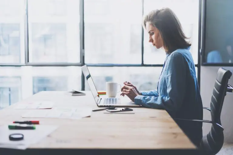 woman working on laptop