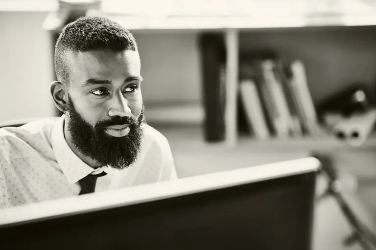 man working at computer