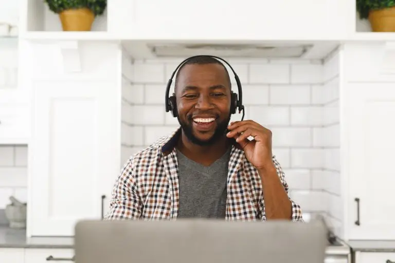 chatting man wearing headset