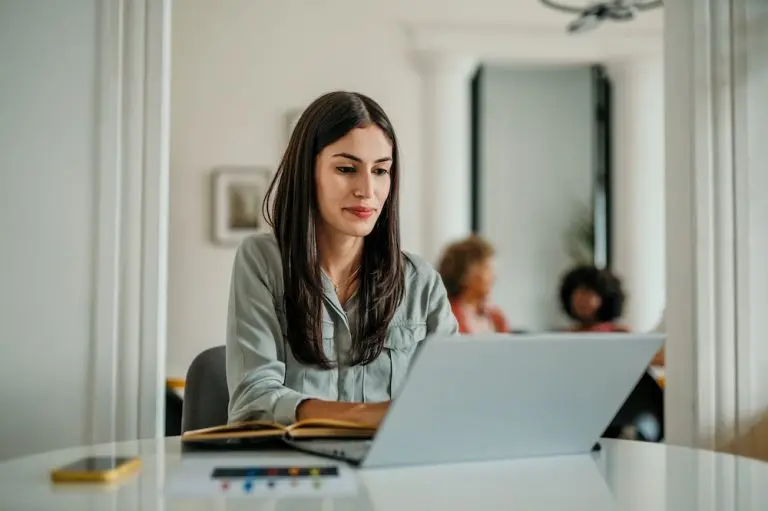 woman working on laptop
