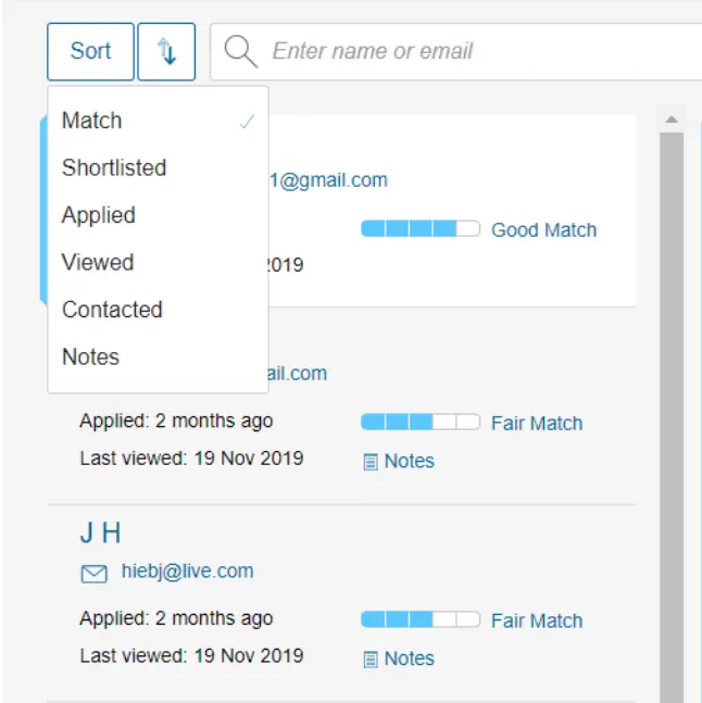 Match Scores for Recruiters