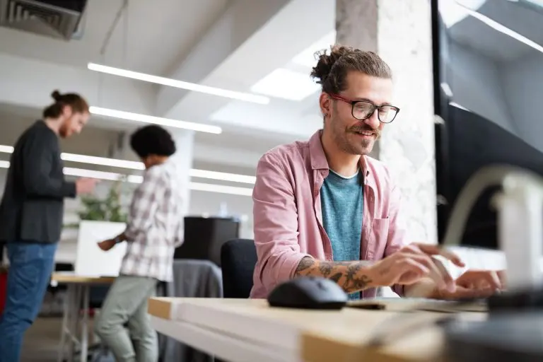 man working at computer