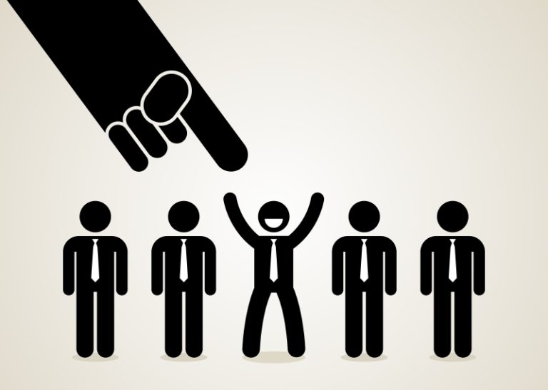 finger selecting excited person