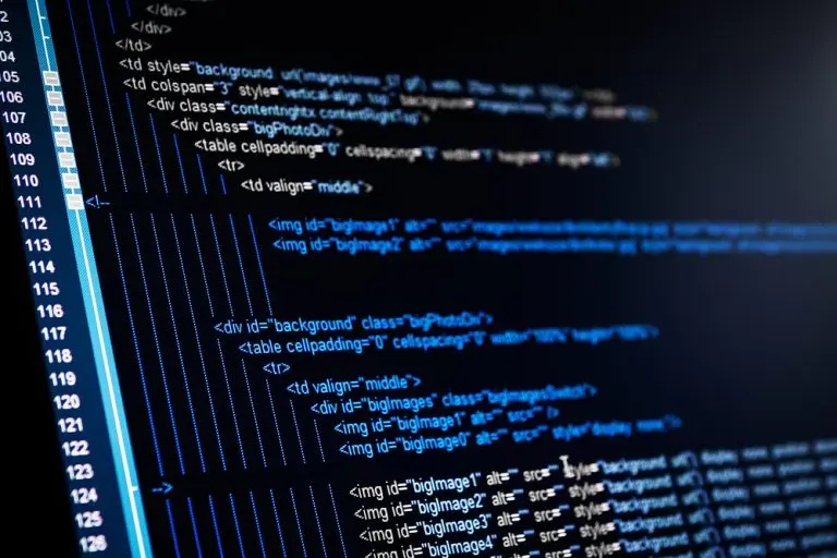 html code on computer screen