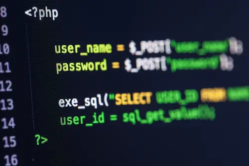 code snippet on screen