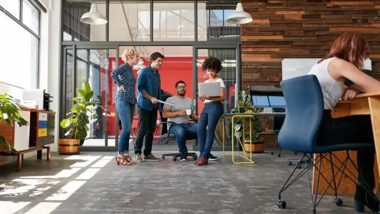 team collaborating in office