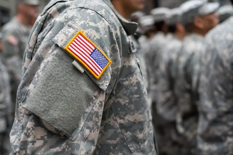 American flag on military uniform