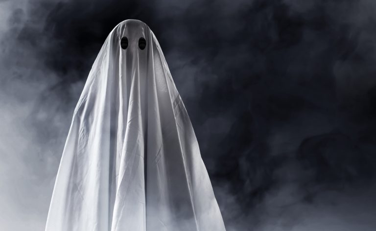 ghost costume with dark background
