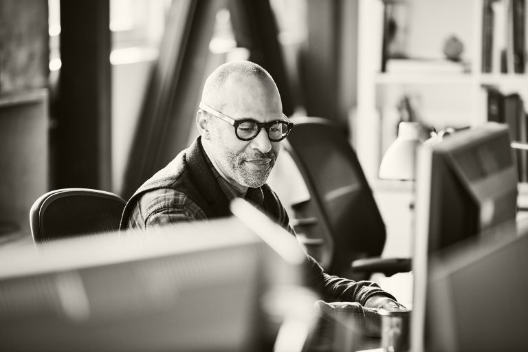 man working on computer
