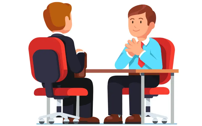 two people meeting illustration