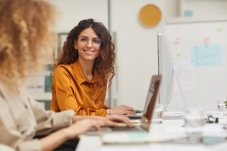 woman smiling in office
